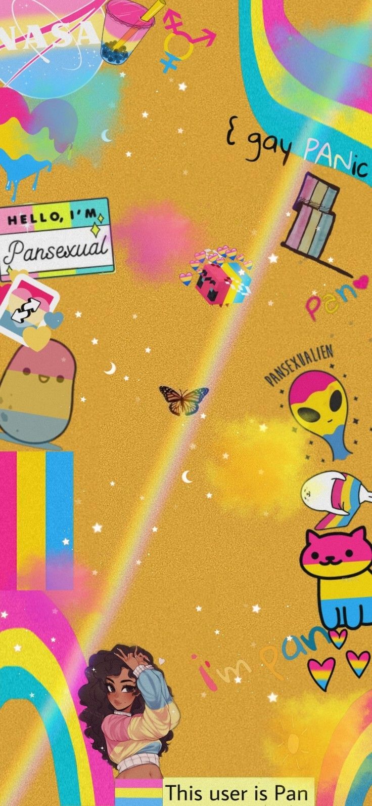 A poster with many different colored stickers on it - Pansexual