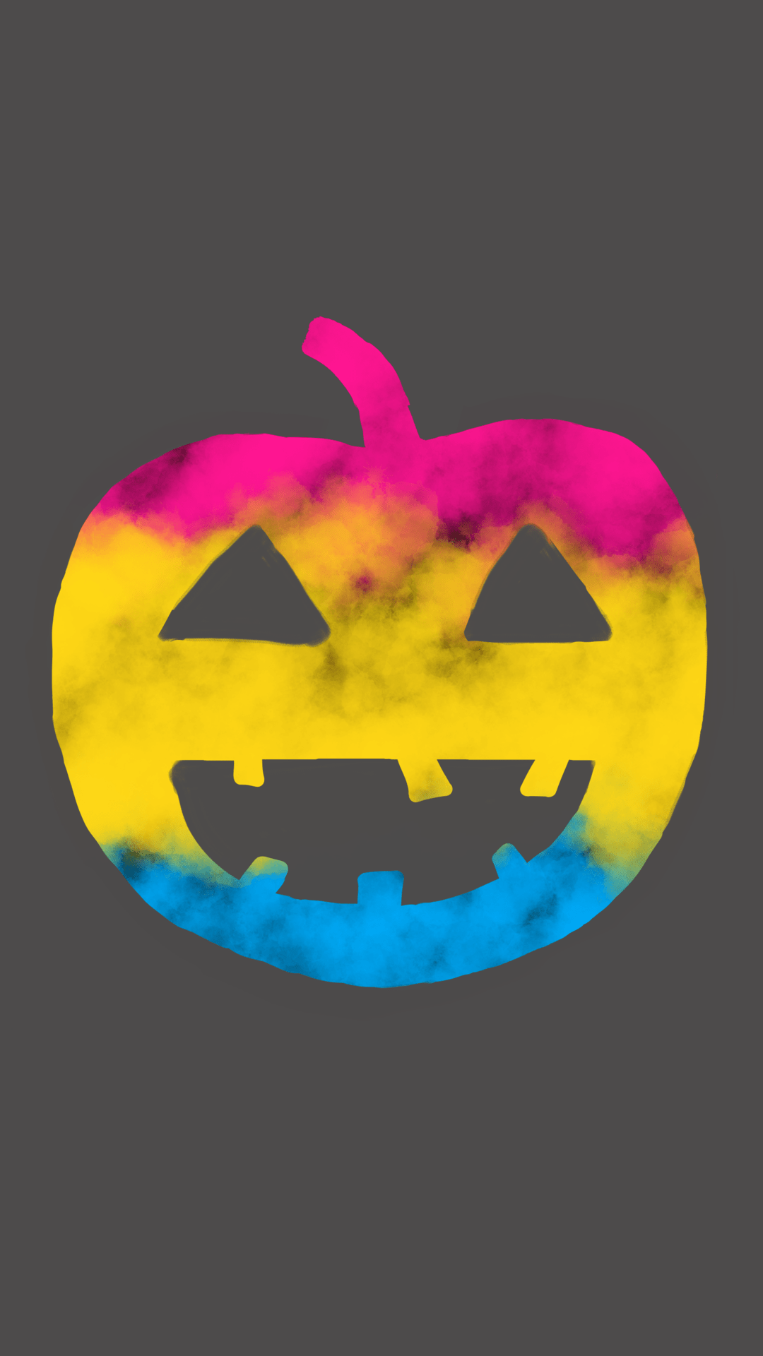 A pumpkin is colored in the pansexual pride flag colors of pink, blue, and yellow. - Pansexual