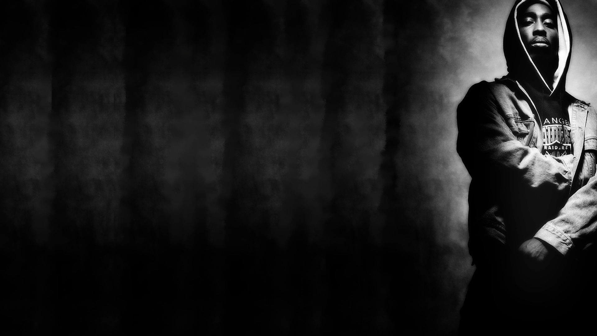 Tupac Shakur In Black Background HD Gangster Wallpaper