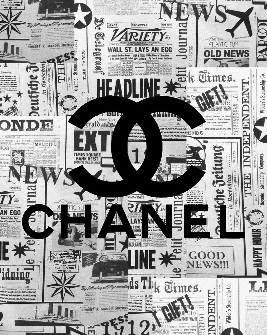 Chanel. White aesthetic photography, Black and white picture wall, Black and white photo wall