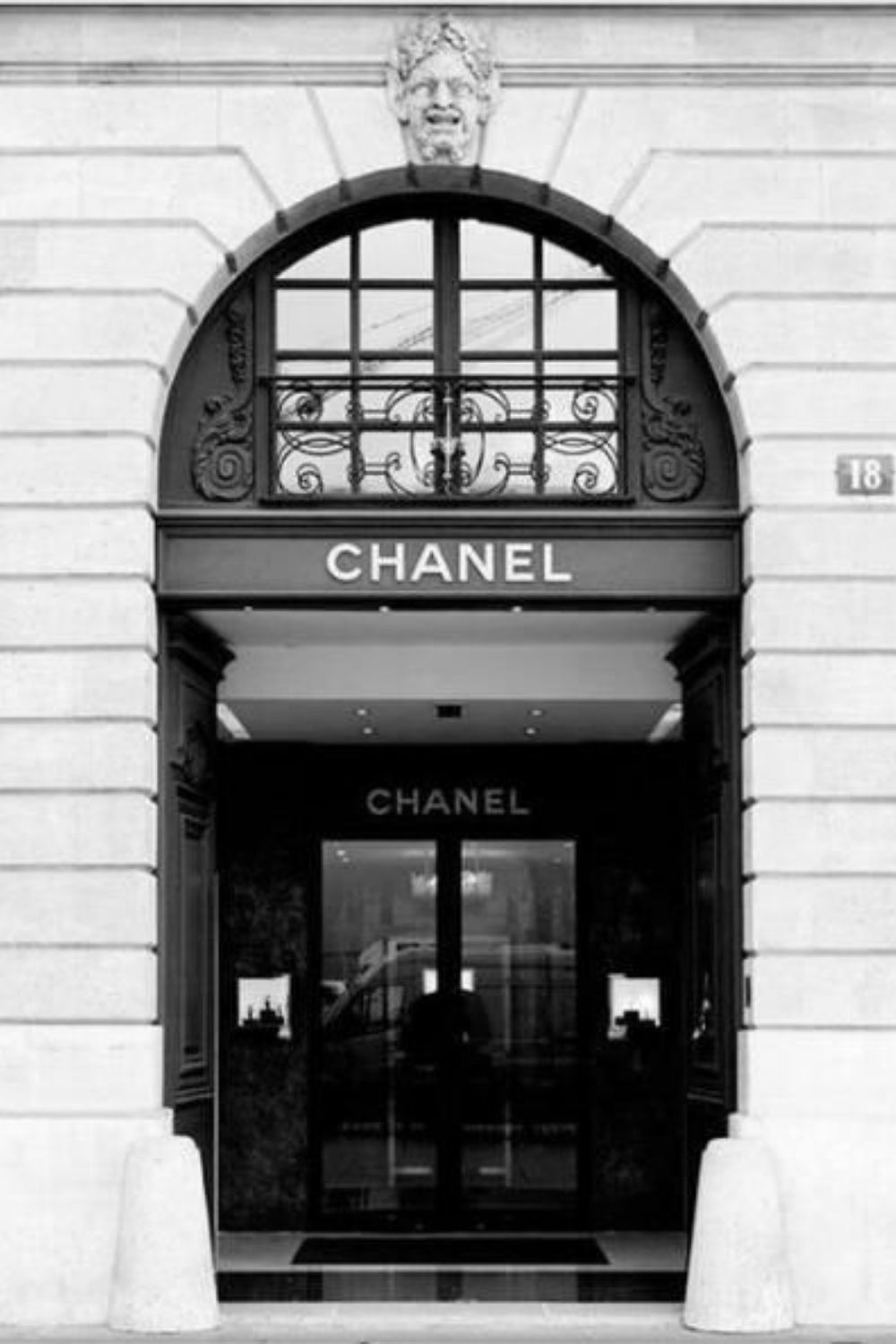 Chanel's black and white entrance to their store - Chanel