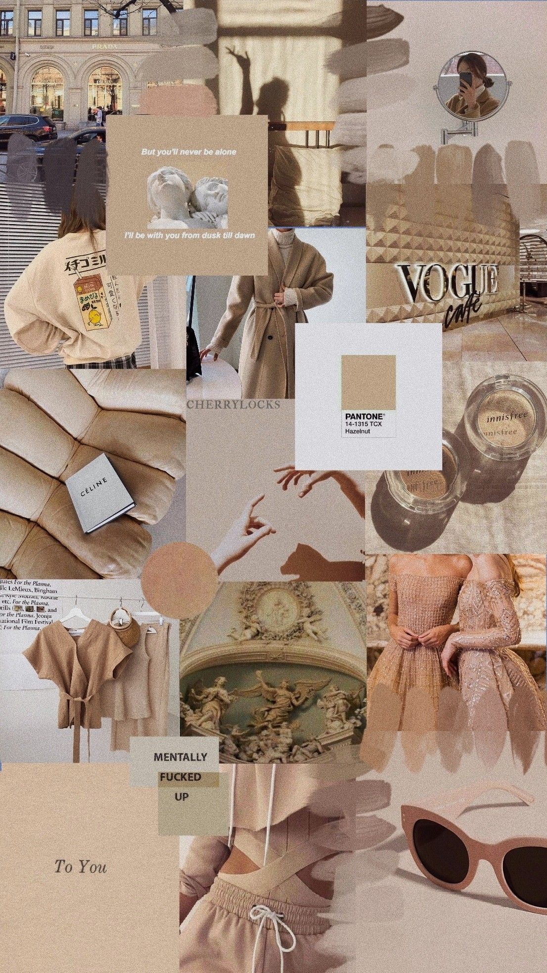 A collage of pictures with different colors - Cream, Vogue, beige, brown, minimalist beige, paper, champagne