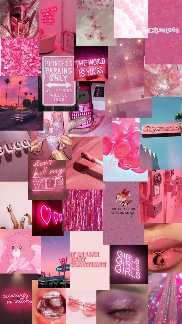A collage of pink and purple pictures - Pink
