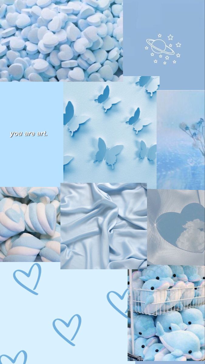 A collage of pictures with blue backgrounds - Blue, pastel blue, light blue