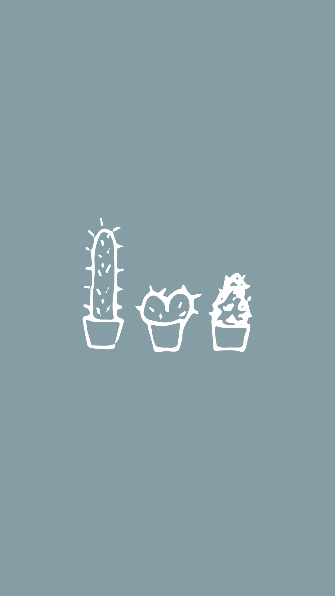 Three cacti in pots on a blue background - Simple, plants