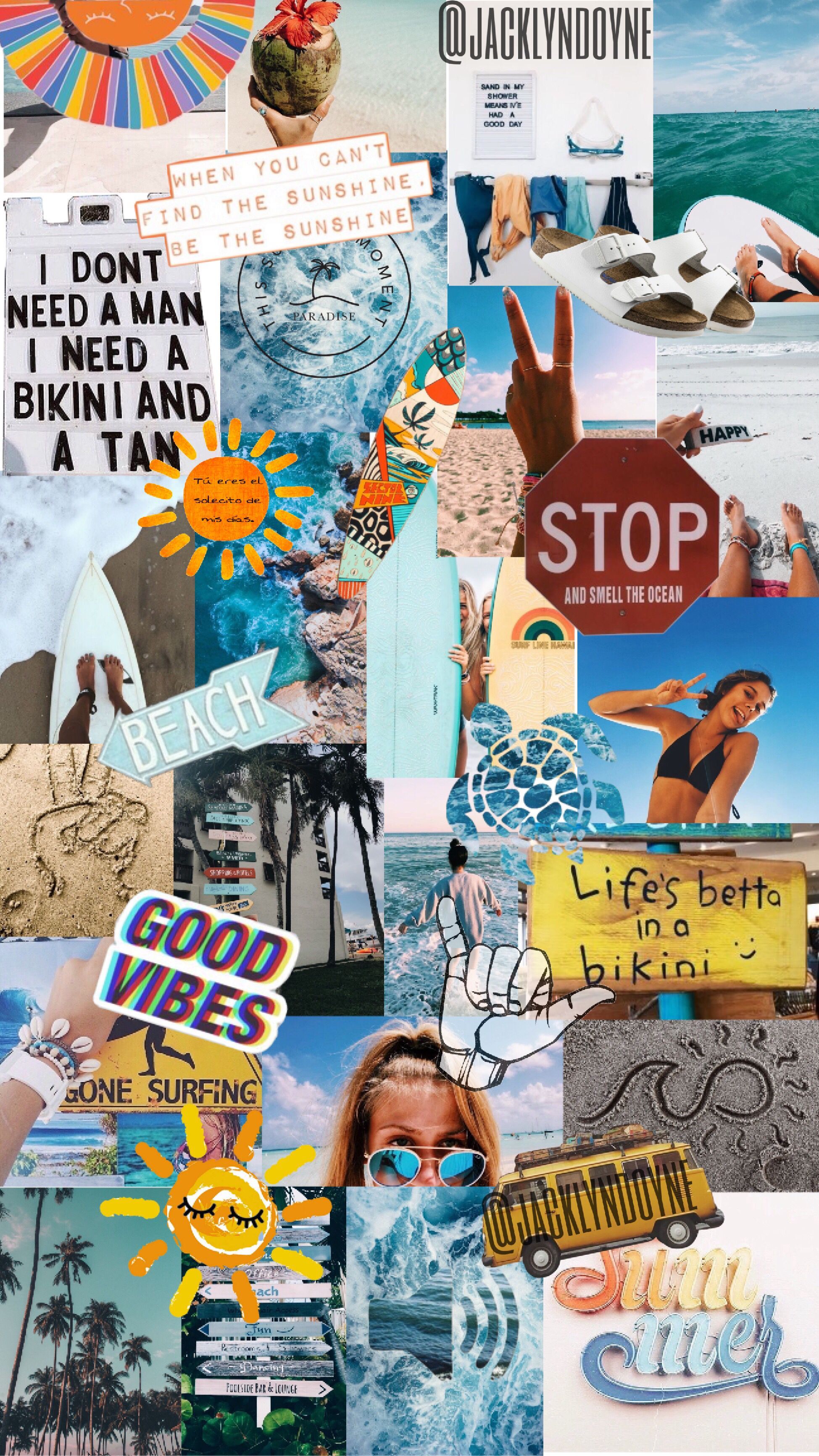 Collage of surfing, beach, and summer themed images - Collage, VSCO
