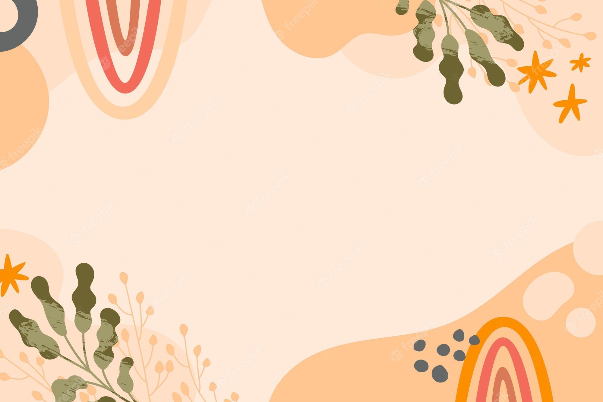 A pastel colored abstract design with plants - Boho