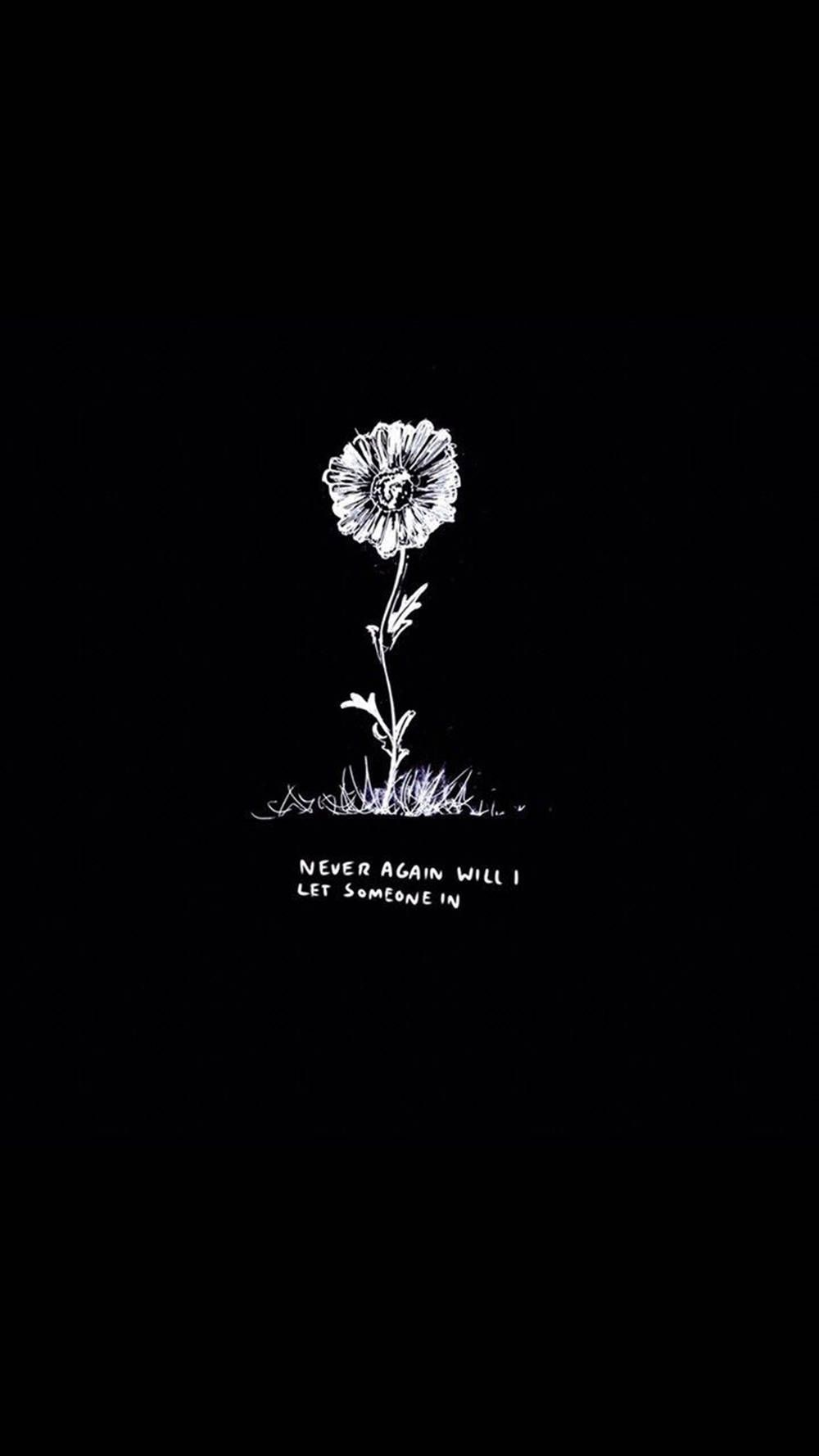 A black and white image of the flower - Dark, sad