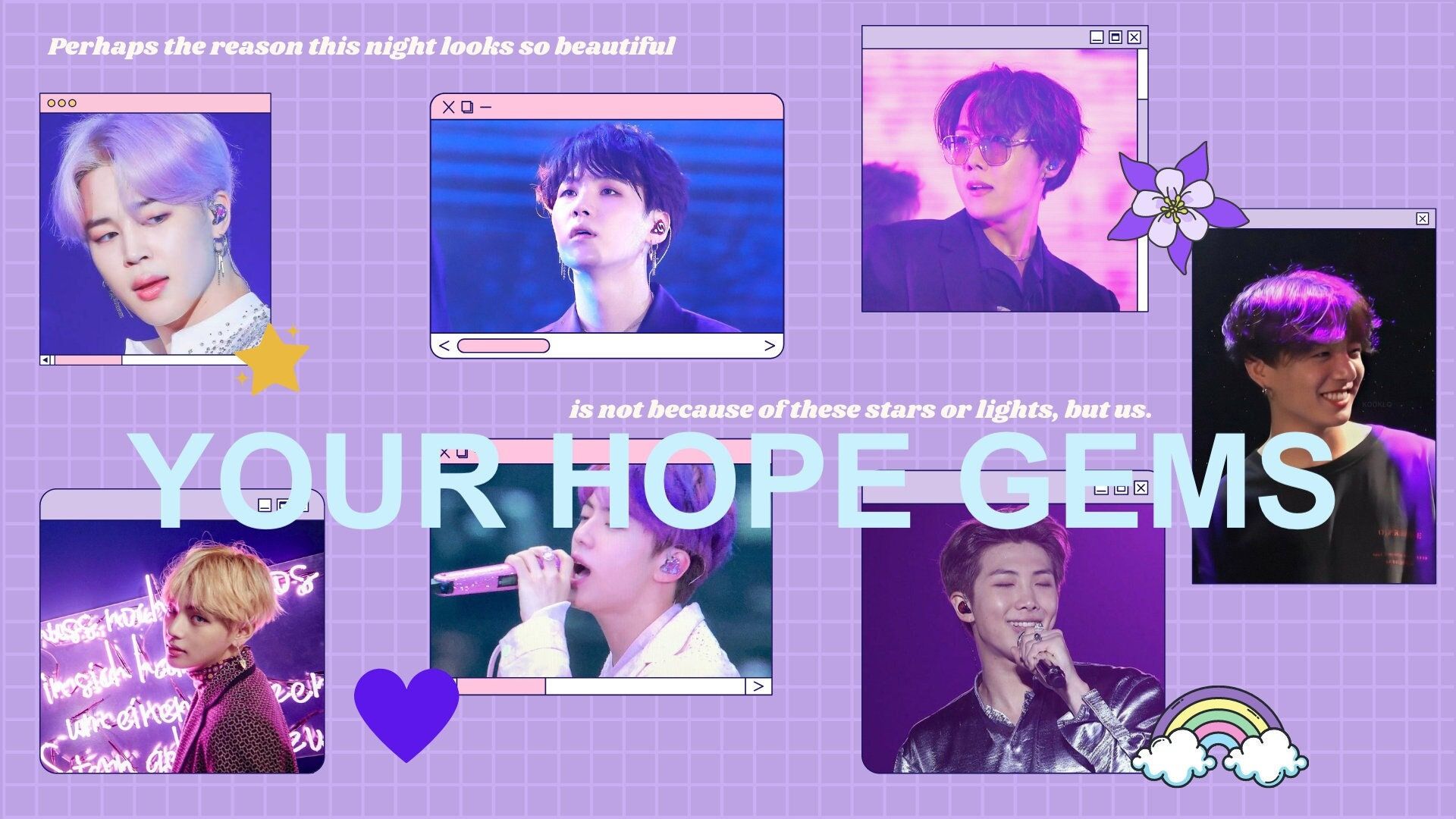 BTS Purple Aesthetic Desktop Wallpaper Digital Download