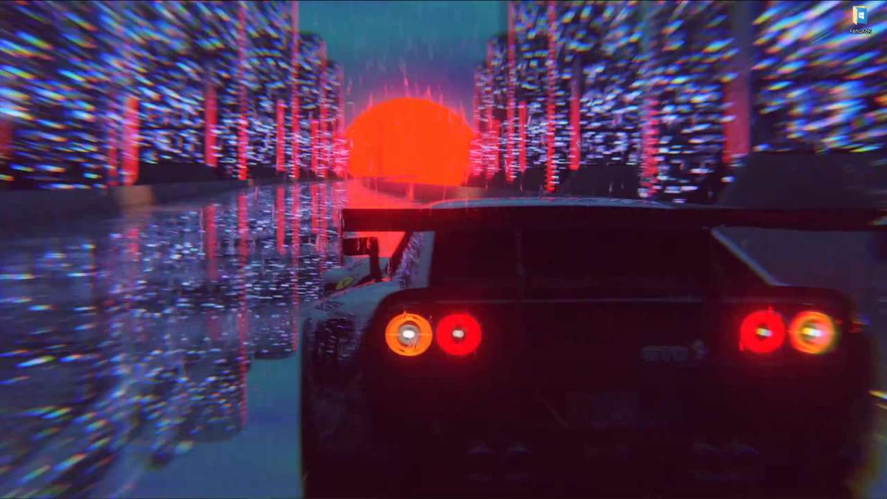 A car is shown from behind with a cityscape in the background. - JDM
