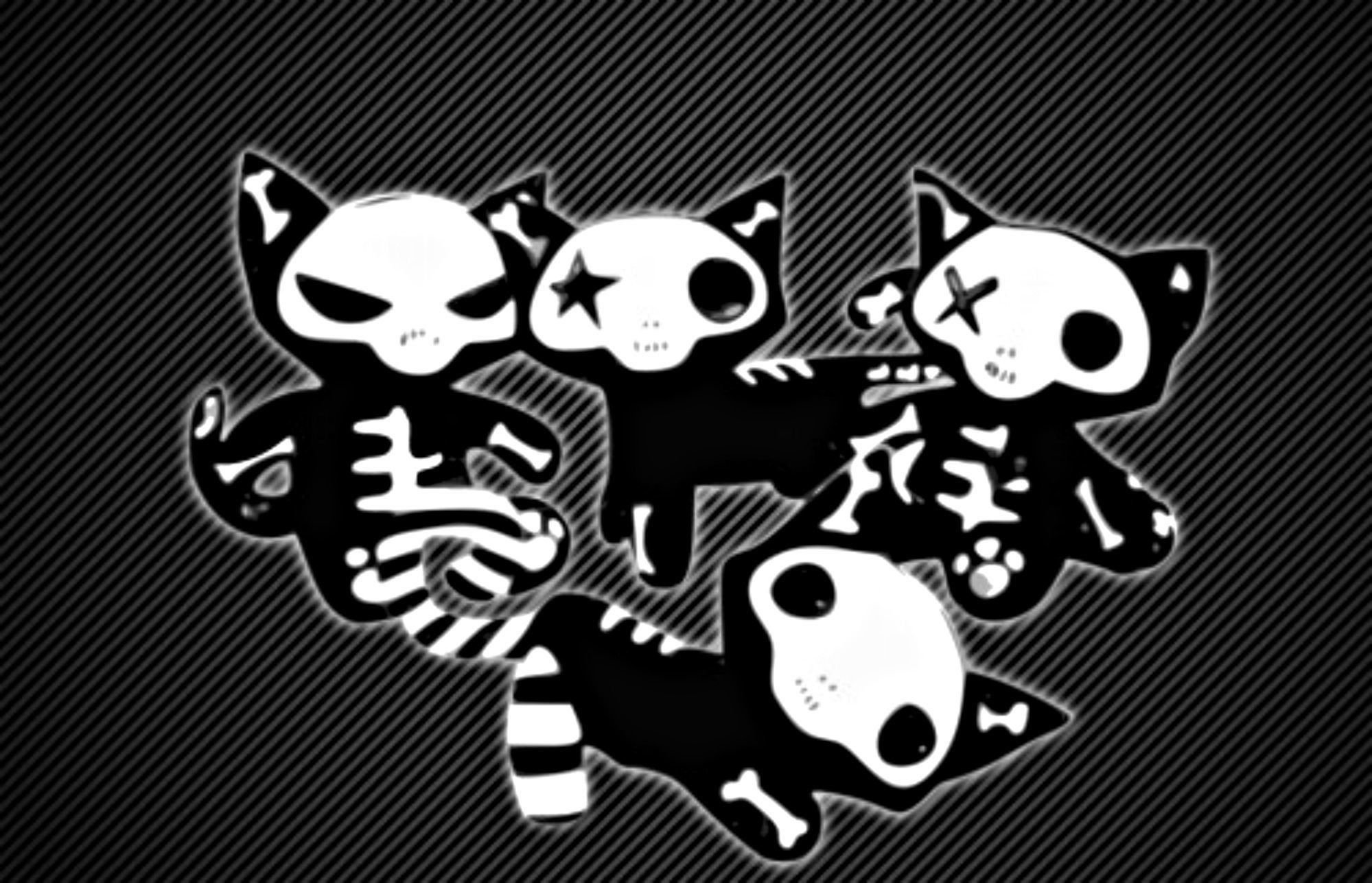 A group of black and white cats on the wall - Emo