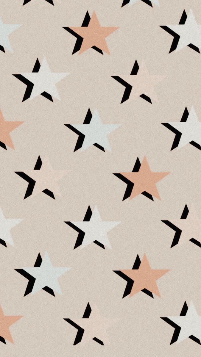 Pattern of stars in black, white, pink and orange on a beige background - VSCO