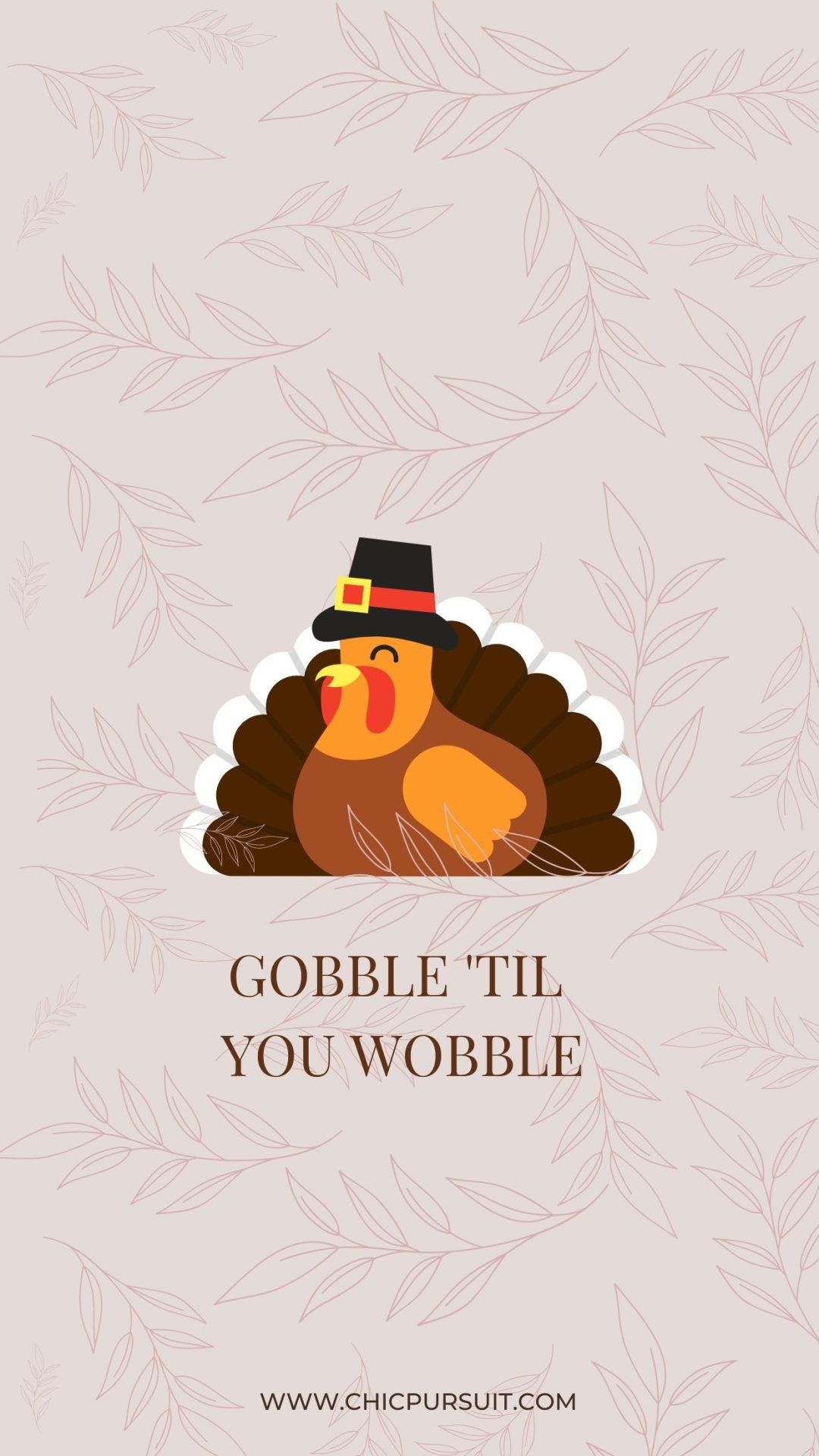 Thanksgiving iPhone wallpaper with a turkey wearing a Pilgrim hat. - Thanksgiving