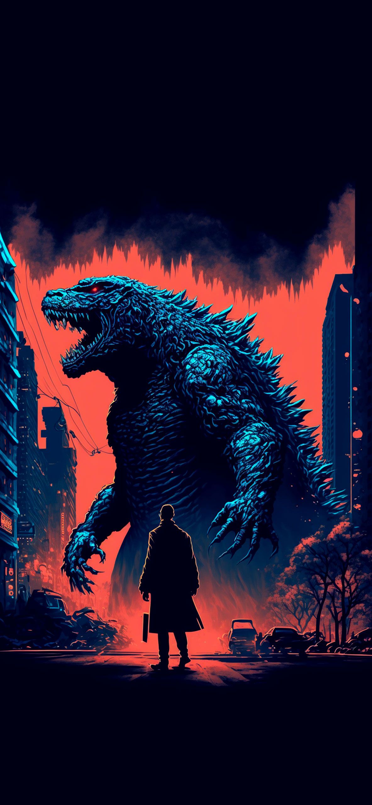 Godzilla in City Aesthetic Wallpaper Wallpaper iPhone