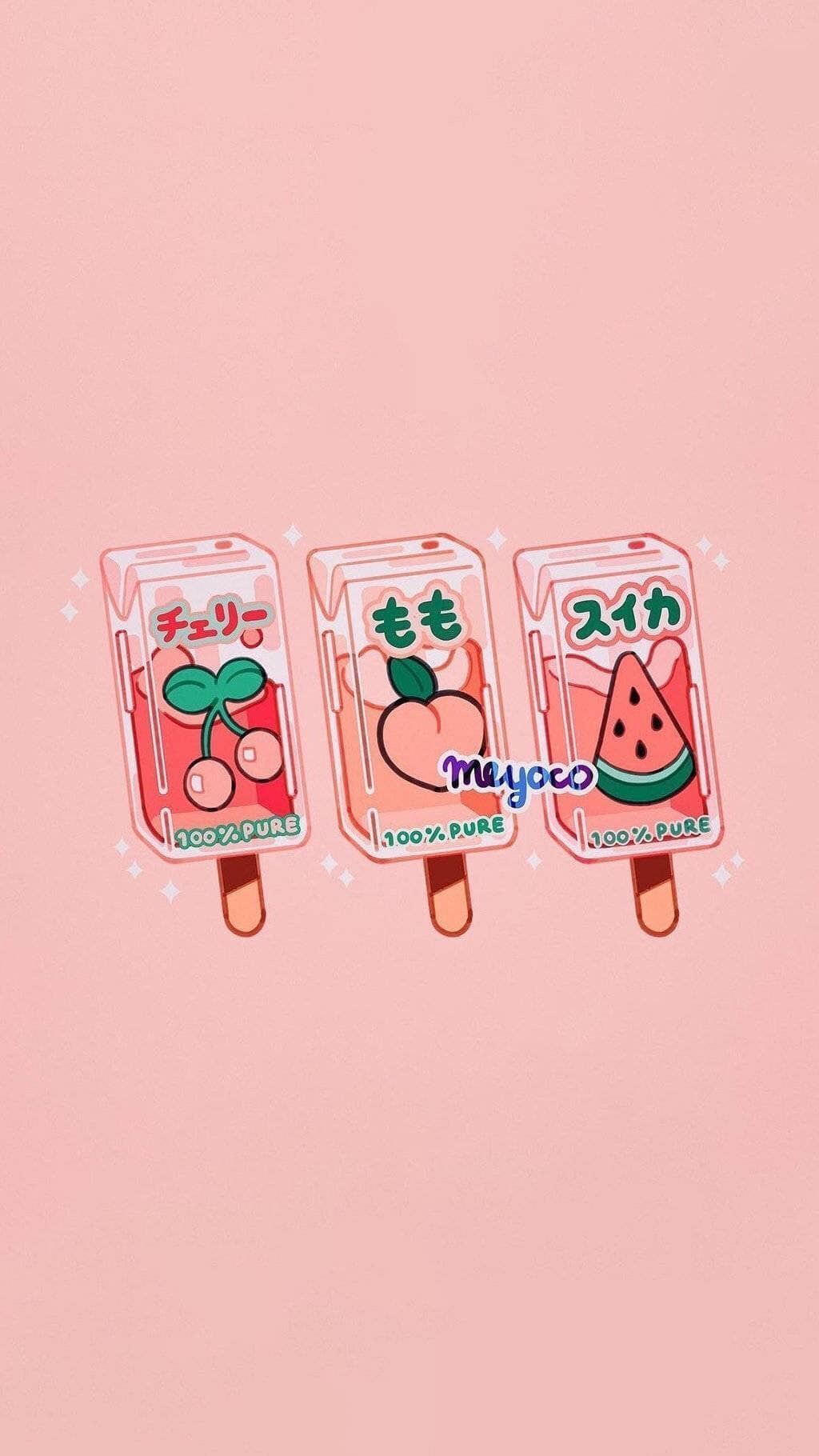 A picture of three different types fruit popsicles - Food, kawaii