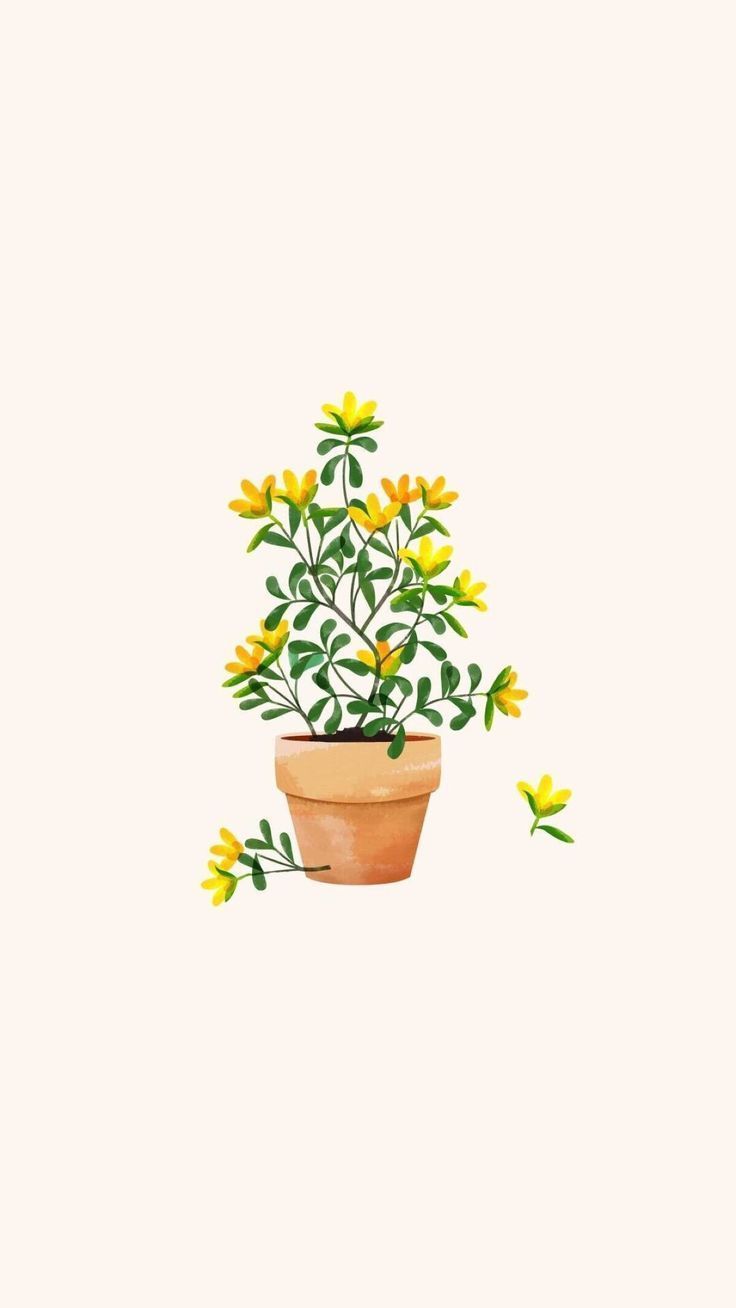 So cute, little yellow plant painting. Plant painting, Flower wallpaper, Wallpaper background