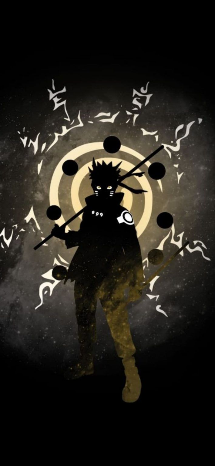 The silhouette of a man with an umbrella and stars - Naruto