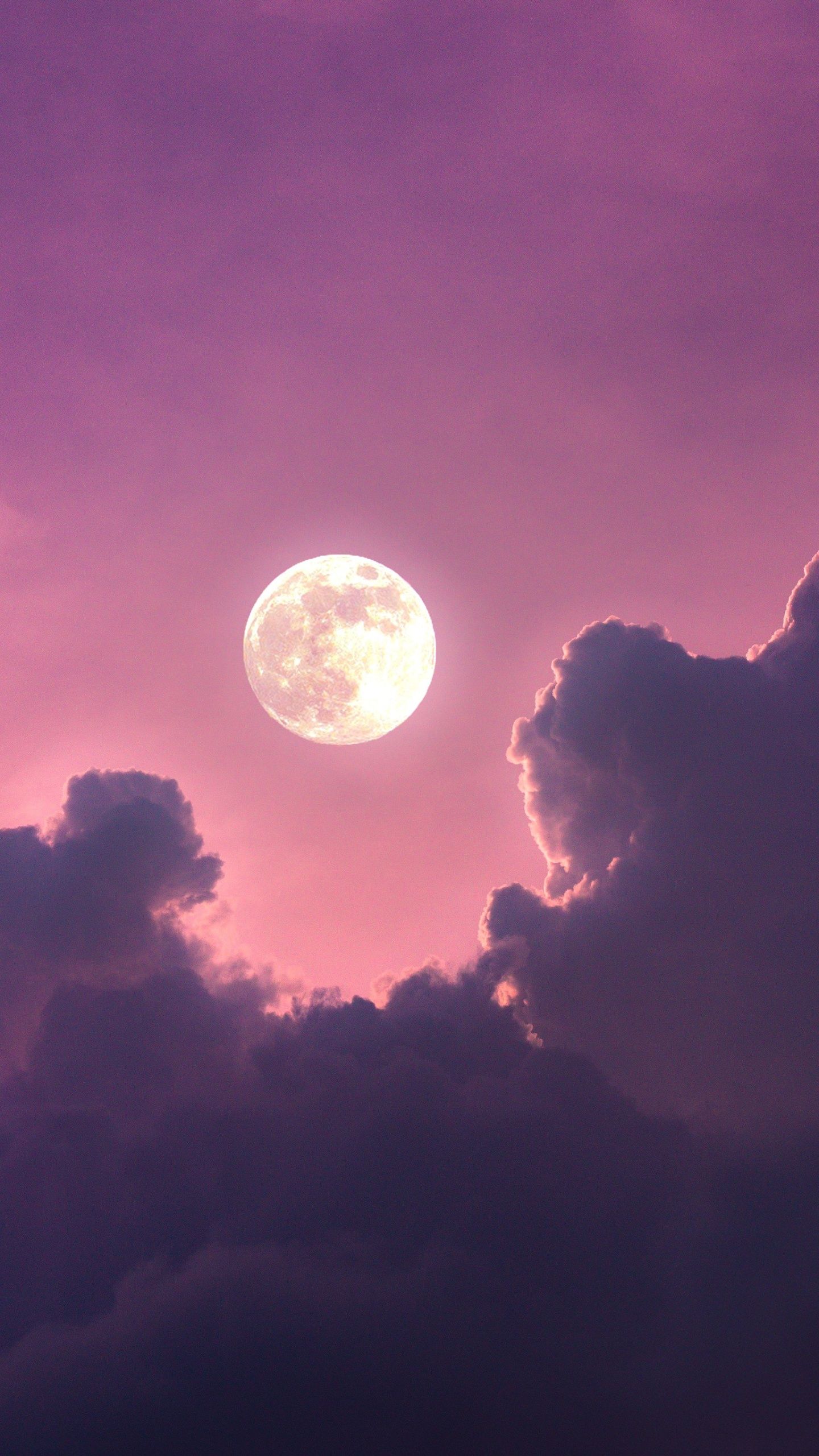 A full moon is in the sky - Pink, moon, pink phone, cloud, sky, scenery