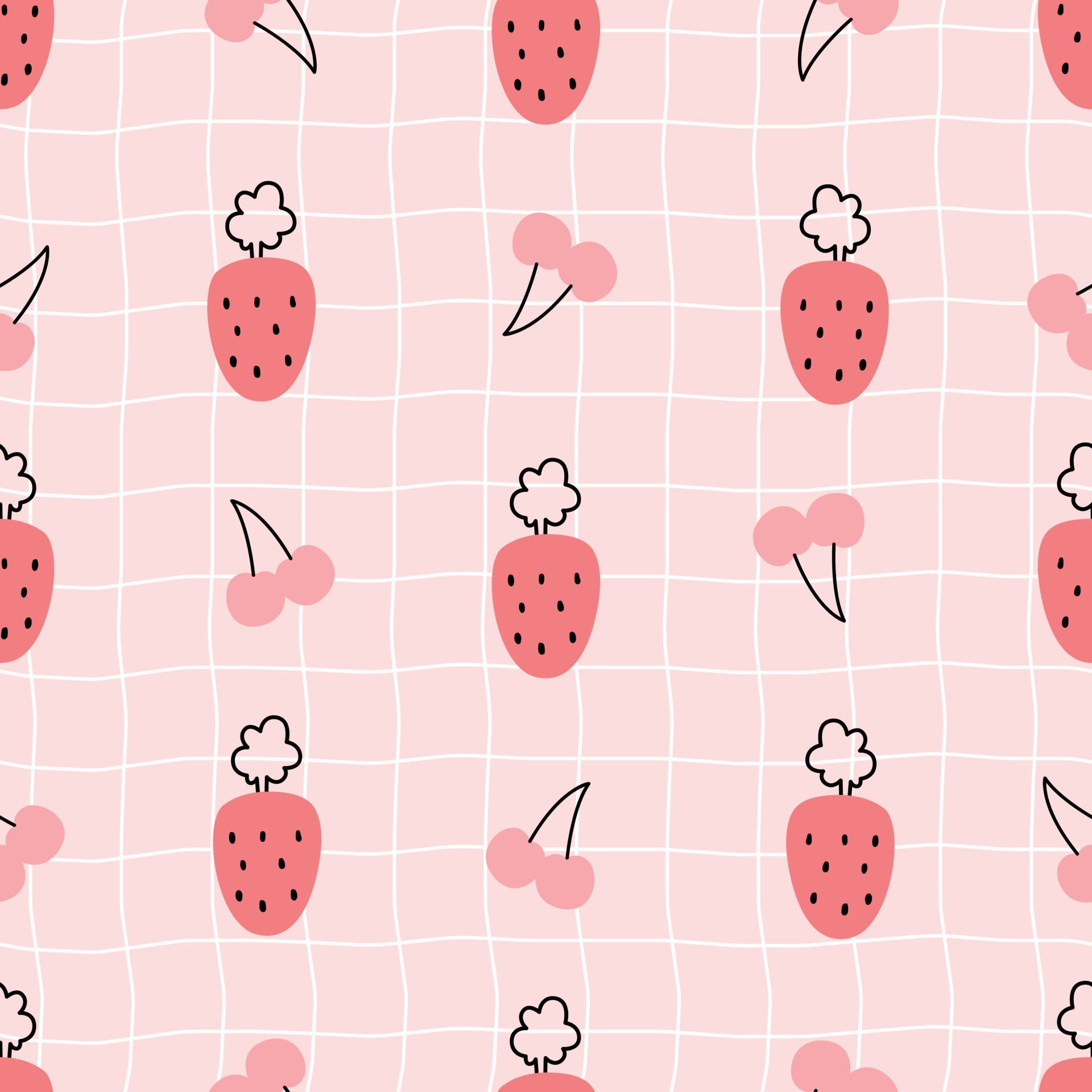 Nursery seamless pattern strawberry on mesh background used for prints, wallpaper, textiles Vector Illustration