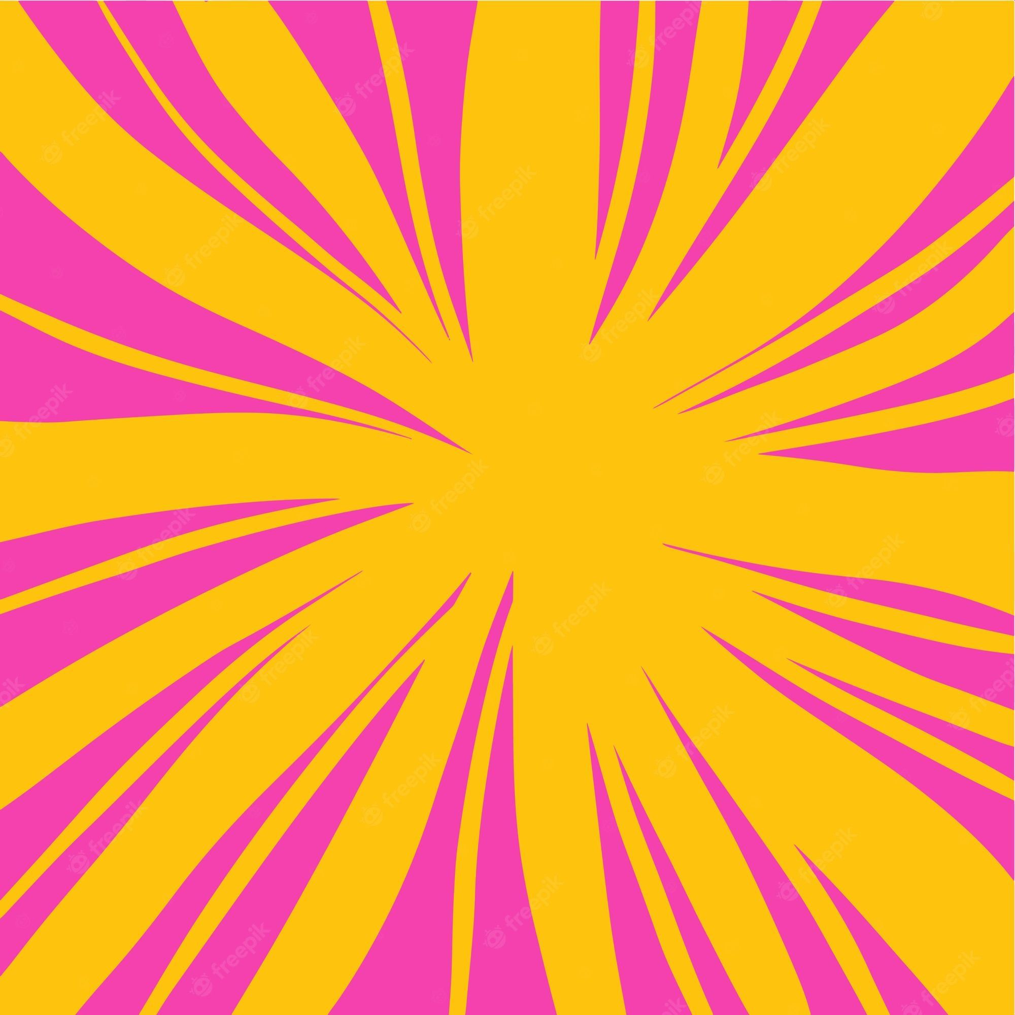 Premium Vector. Cute asymmetrical abstract retro vintage 90s 00s y2k aesthetic background design bright neon pink and yellow sunburst vector illustration