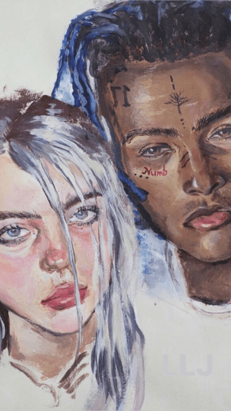A painting of two people with tattoos - XXXTentacion