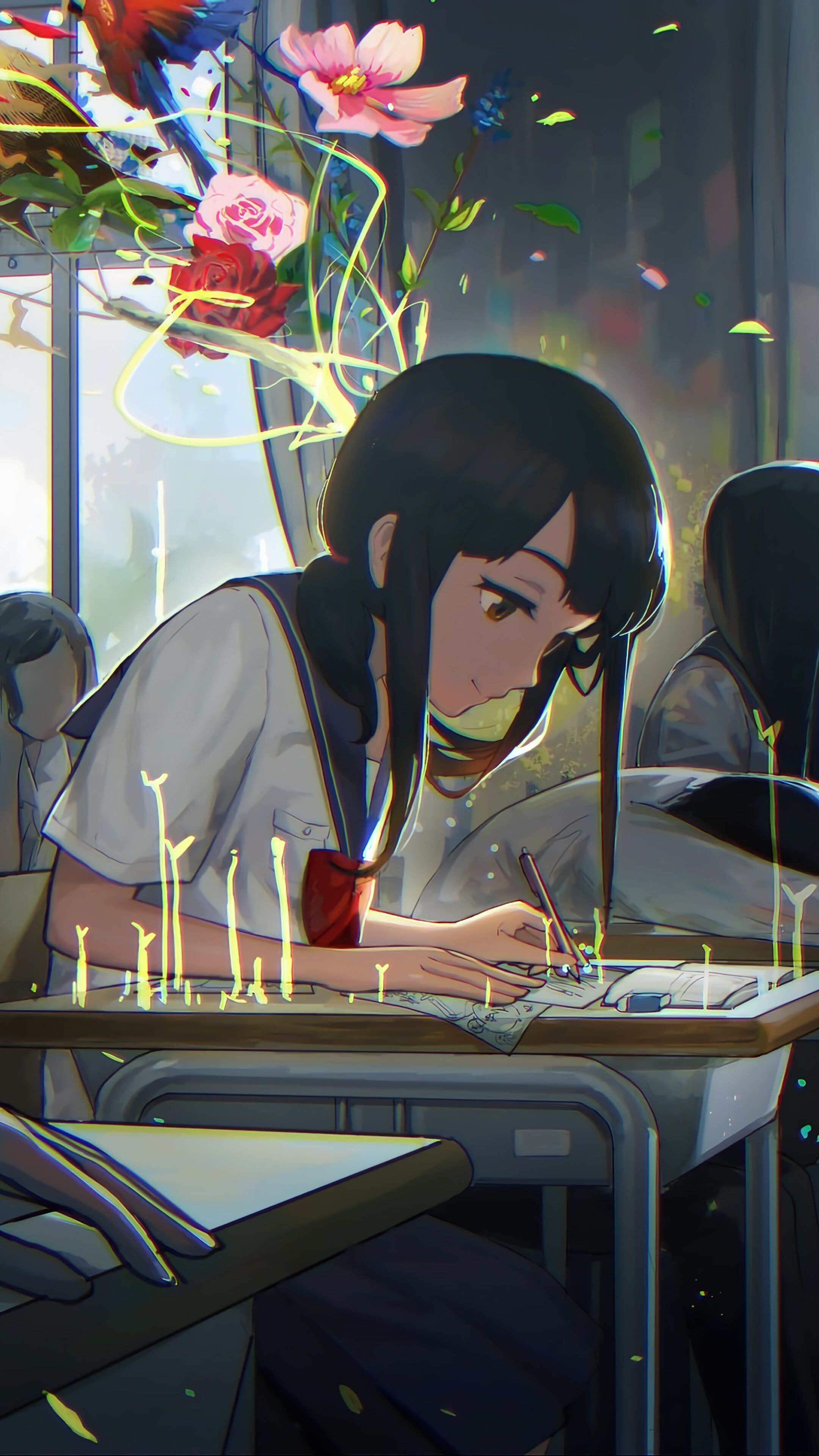 Free download Anime School Girl Classroom Studying Wallpaper iPhone Phone 4K 1350f [2160x3840] for your Desktop, Mobile & Tablet. Explore Anime Girl Studying Wallpaper. Wallpaper Studying, Anime Girl Wallpaper