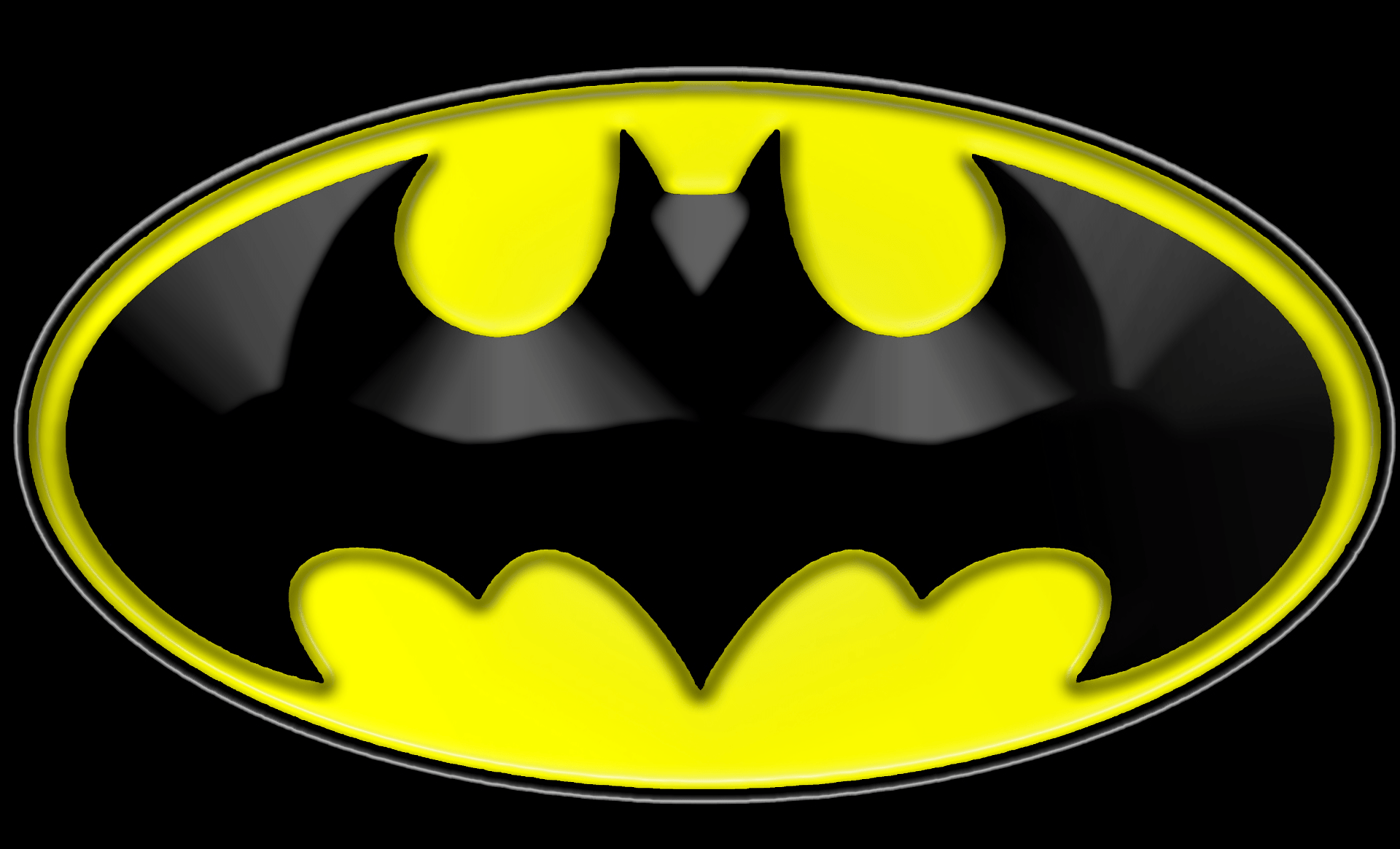 The batman logo is in yellow and black - Batman