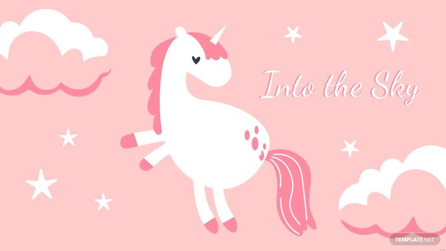 A pink unicorn with clouds and the words into - Unicorn