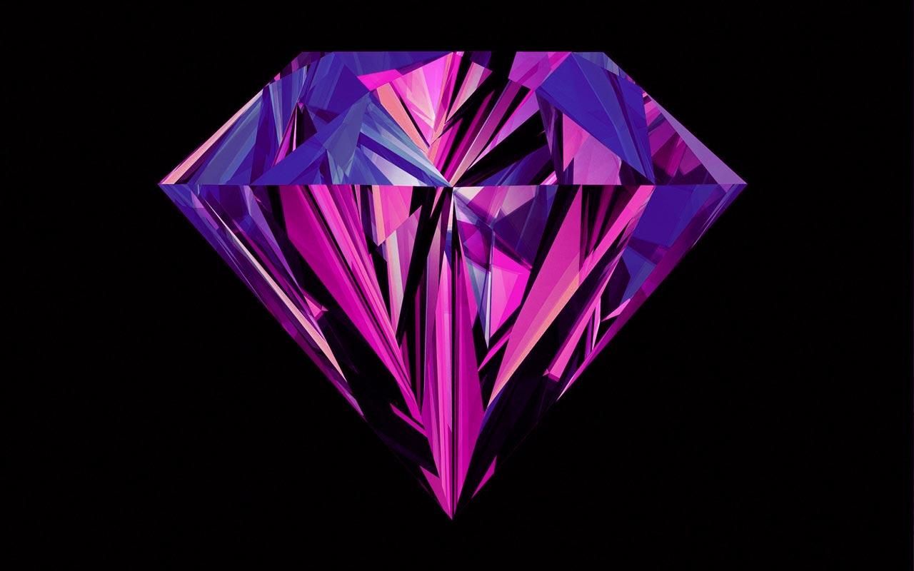 A purple diamond with pink and blue shards - Diamond