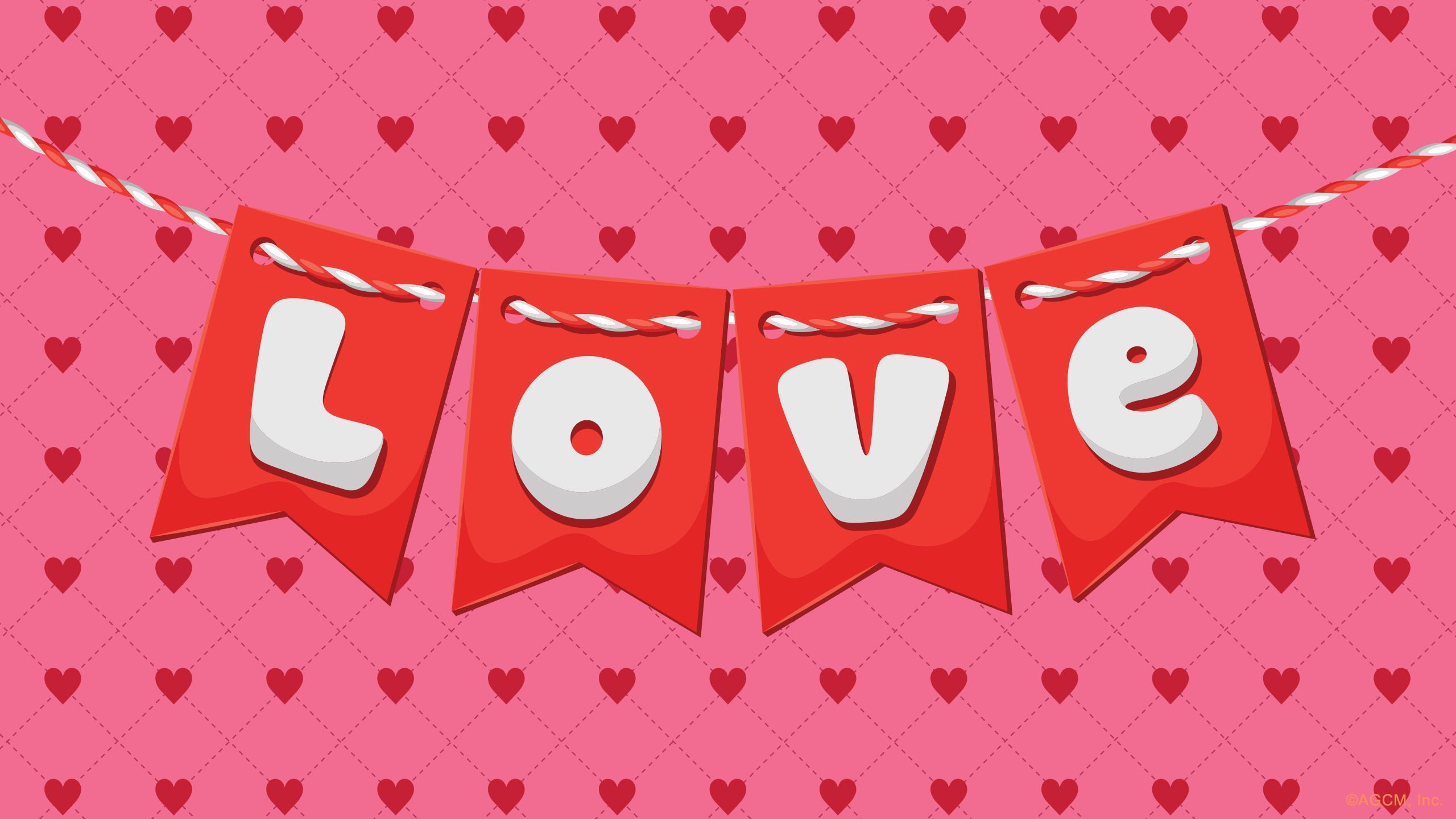 A heart shaped banner with the word love - Valentine's Day