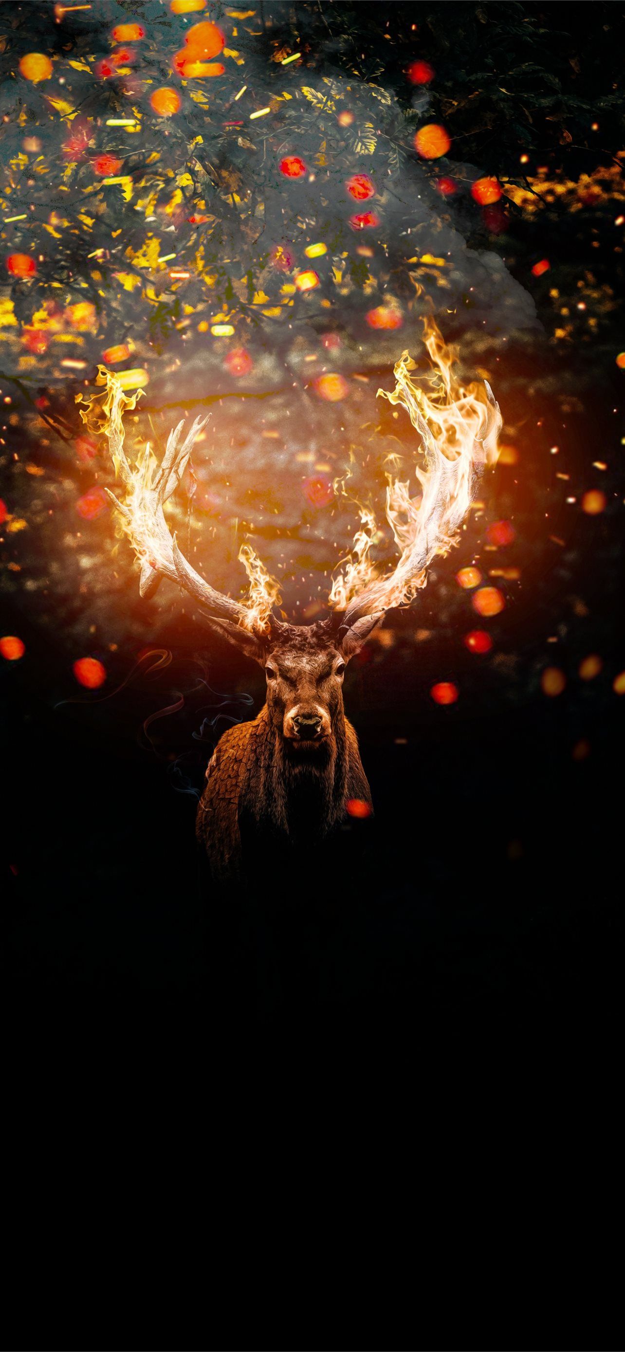 A deer with firey antlers - Deer