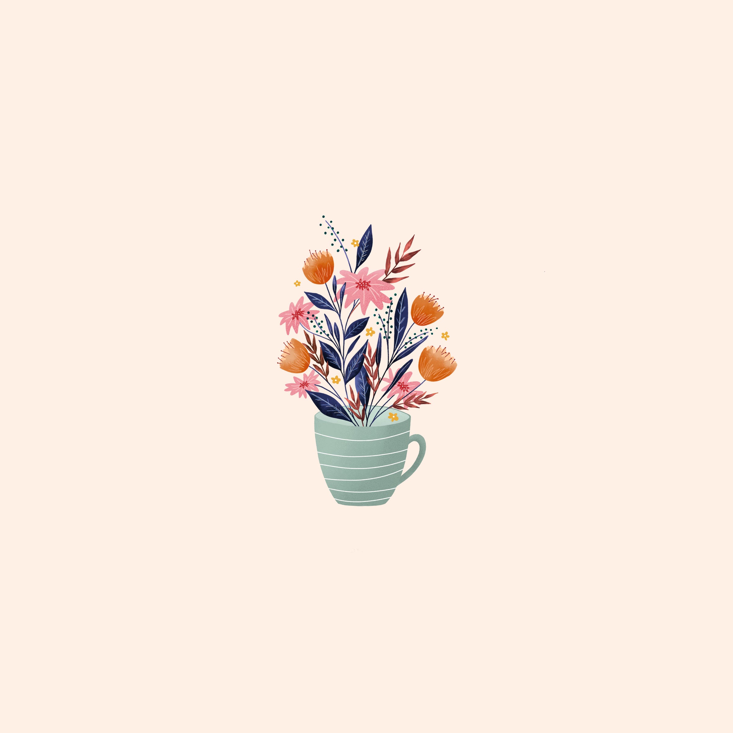 A cup of flowers in an illustration - Tulip