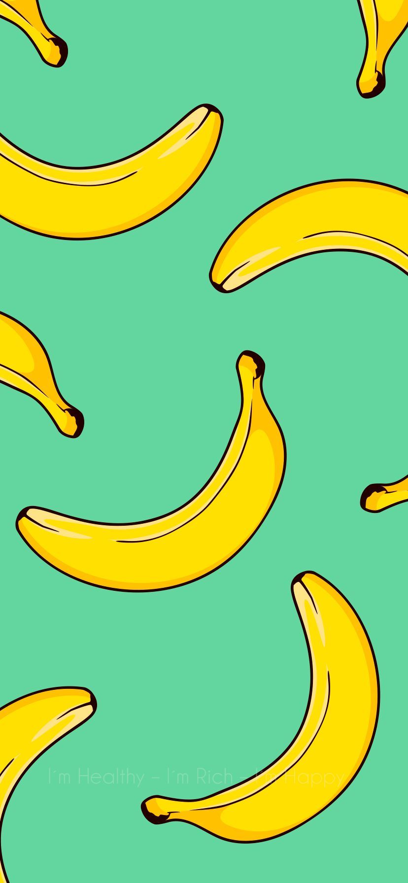 IPhone wallpaper of a bunch of bananas on a green background - Banana