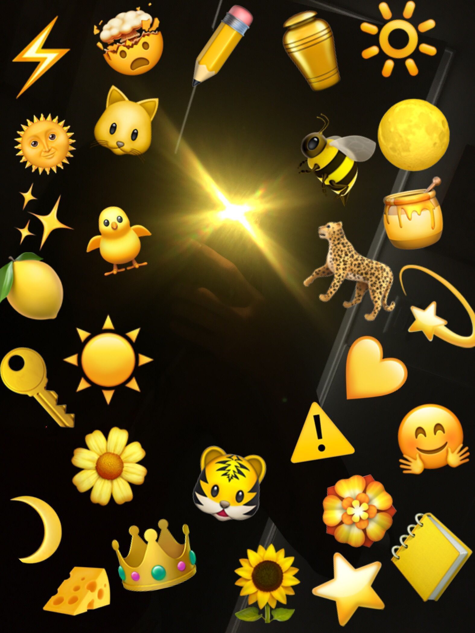 A picture of many different emoticons on the screen - Emoji, sunshine