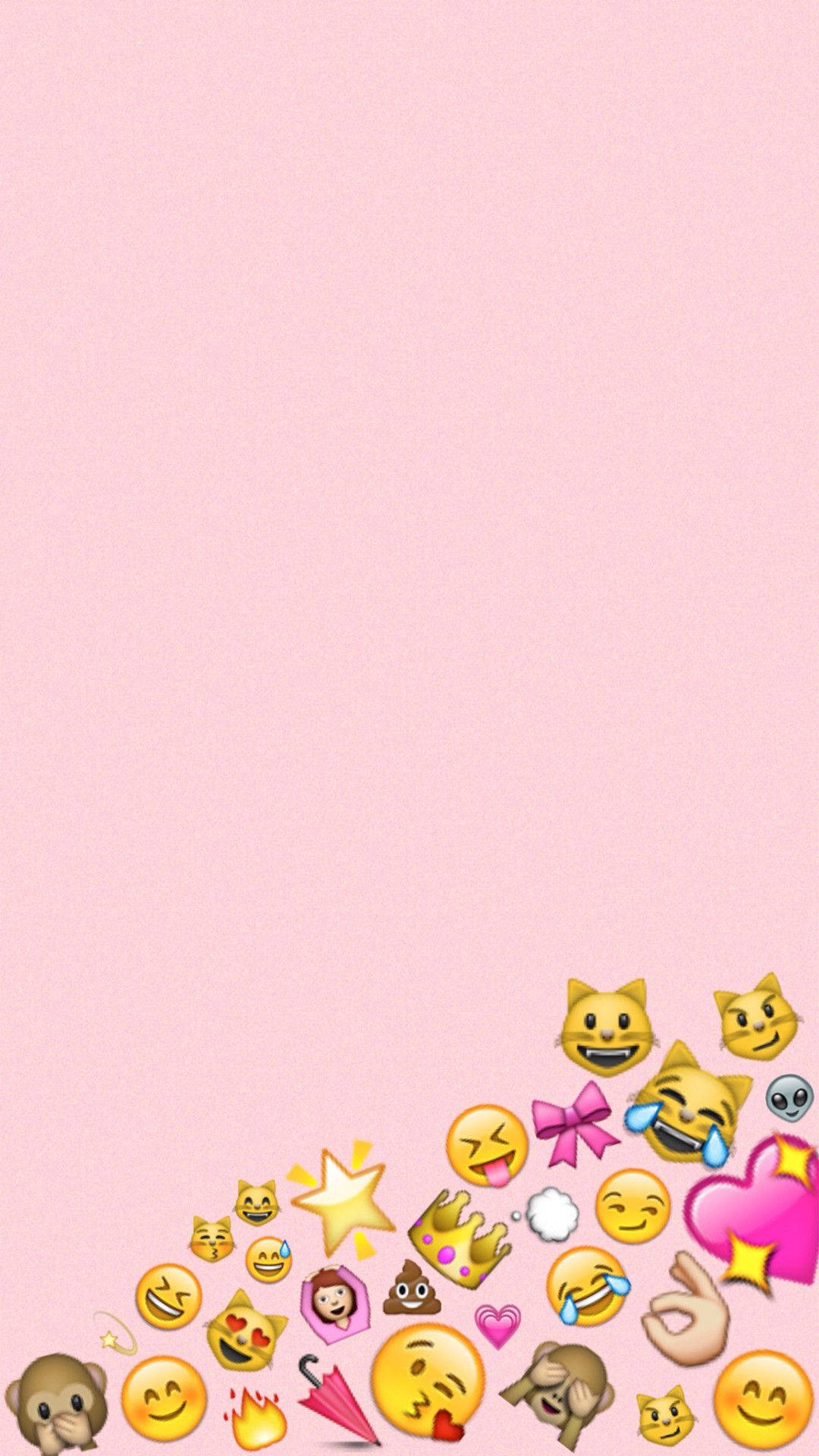 A pink background with emoticons on it - Emoji