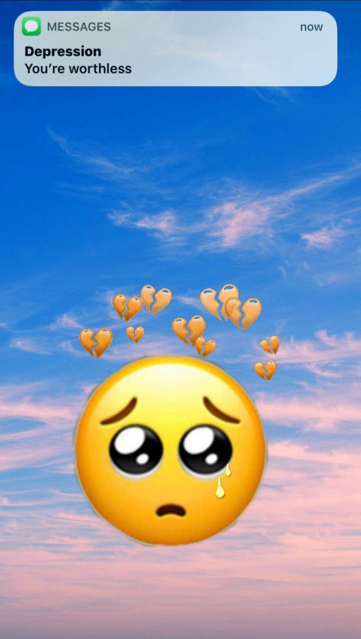 A crying yellow emoji with the text 