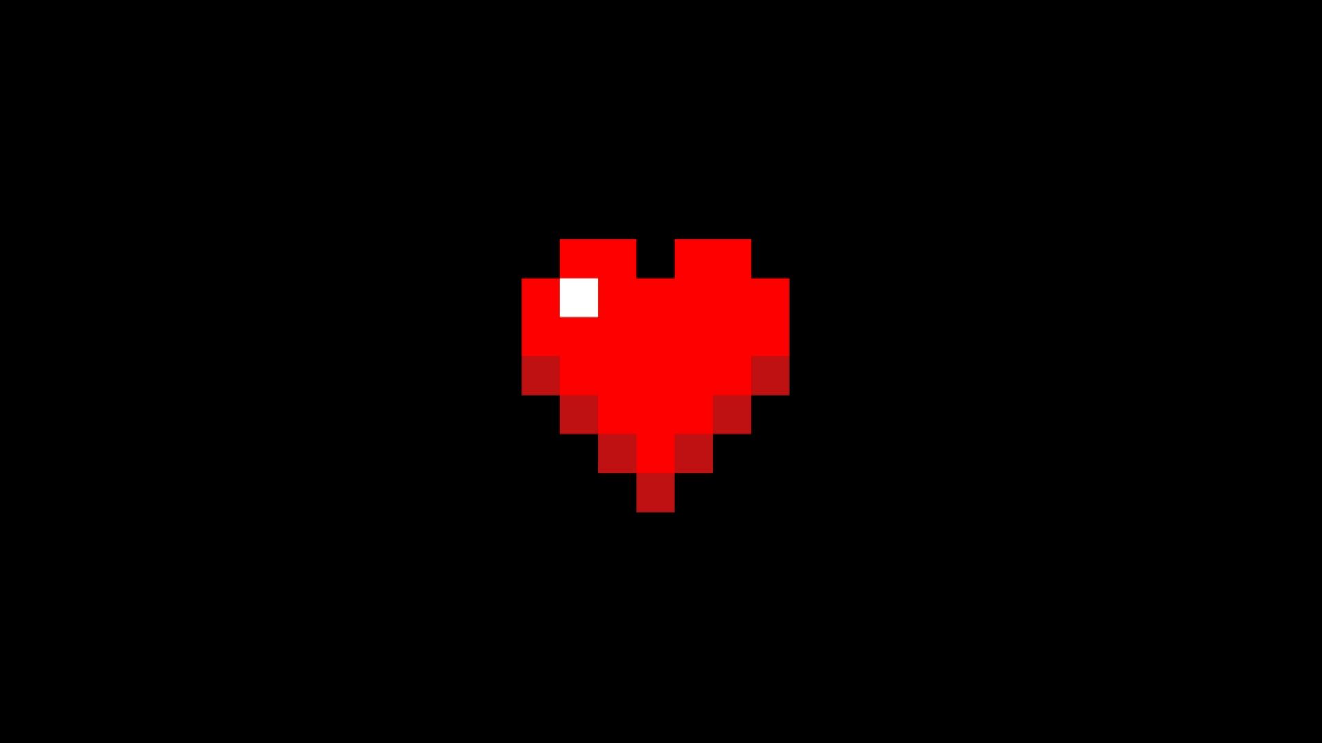 A pixel heart on black background - Pixel art