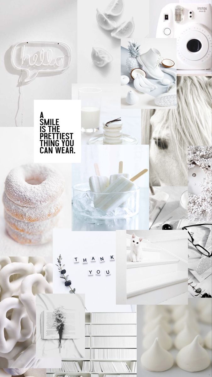 A collage of pictures with white backgrounds - Cute white