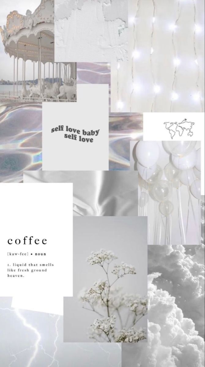 A collage of pictures with the word coffee - Cute white