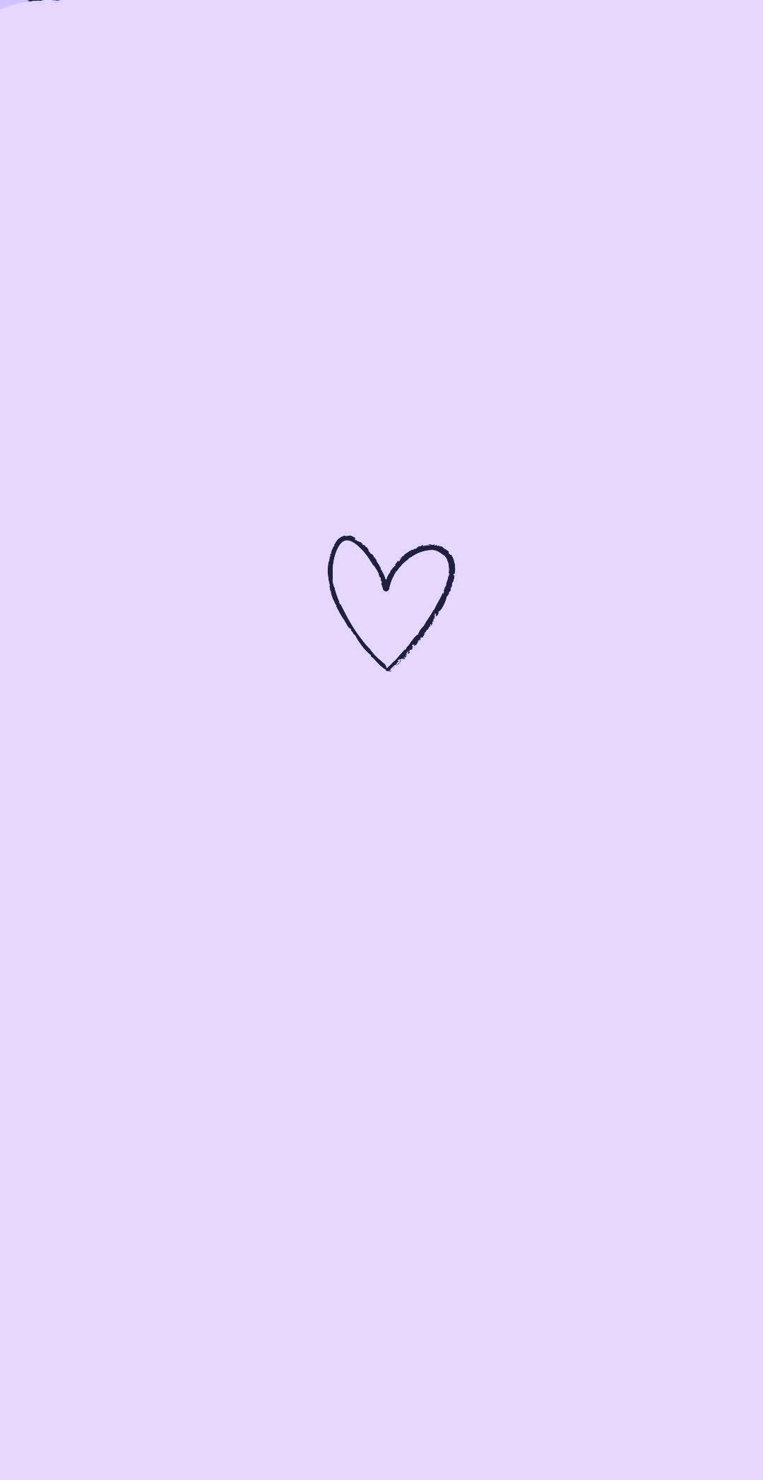 A heart drawn in black on purple background - Pastel purple, light purple
