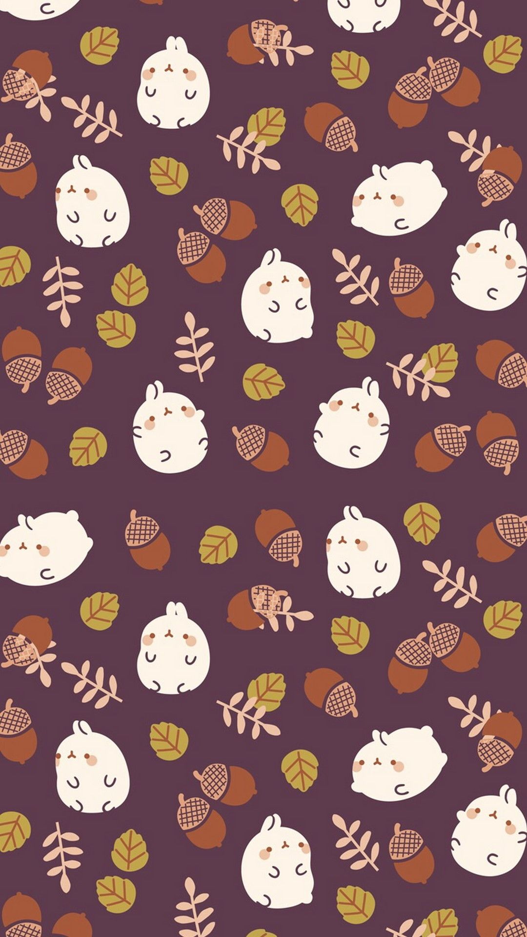 A pattern of cute little animals and leaves - Cute, pretty, pattern