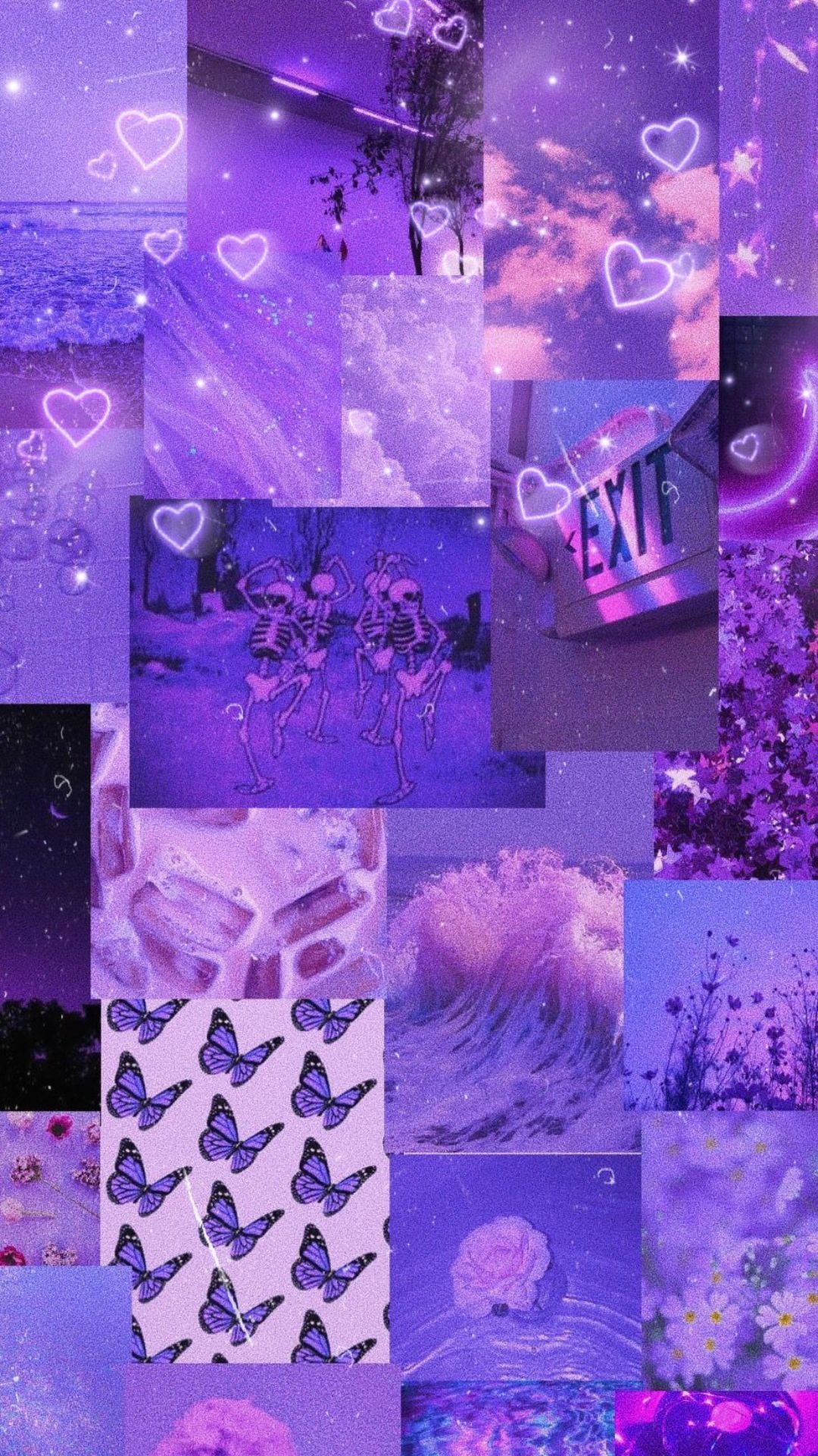 A collage of purple pictures with hearts and butterflies - Purple, glitter, lavender, light purple, cute purple, dark purple, HD, magenta, violet