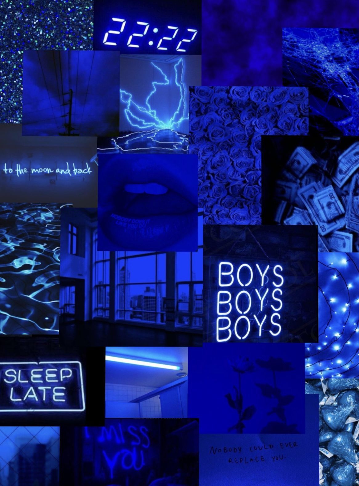 Aesthetic wallpaper blue neon - Navy blue, dark blue