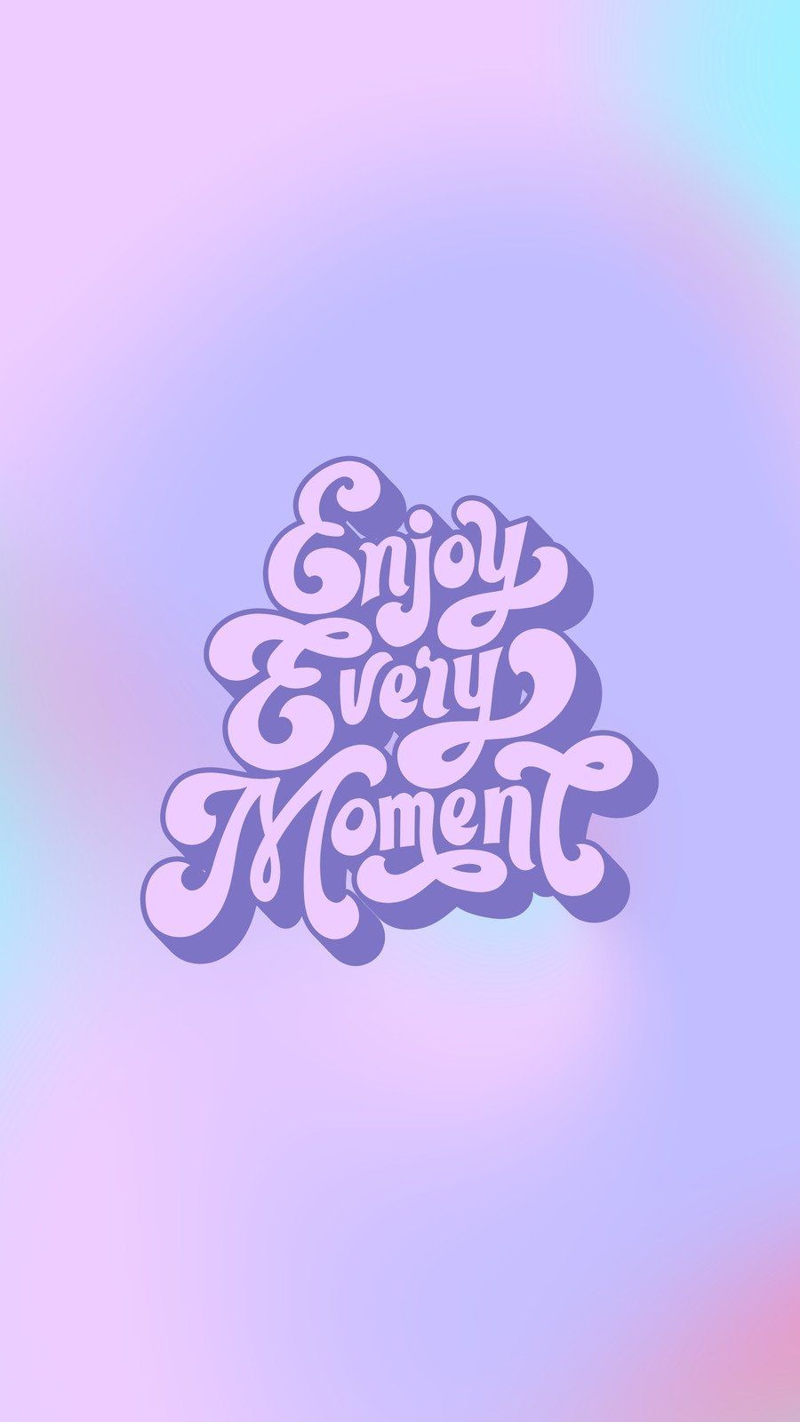 Enjoy every moment phone wallpaper - Purple quotes, retro, pink collage, vintage, colorful