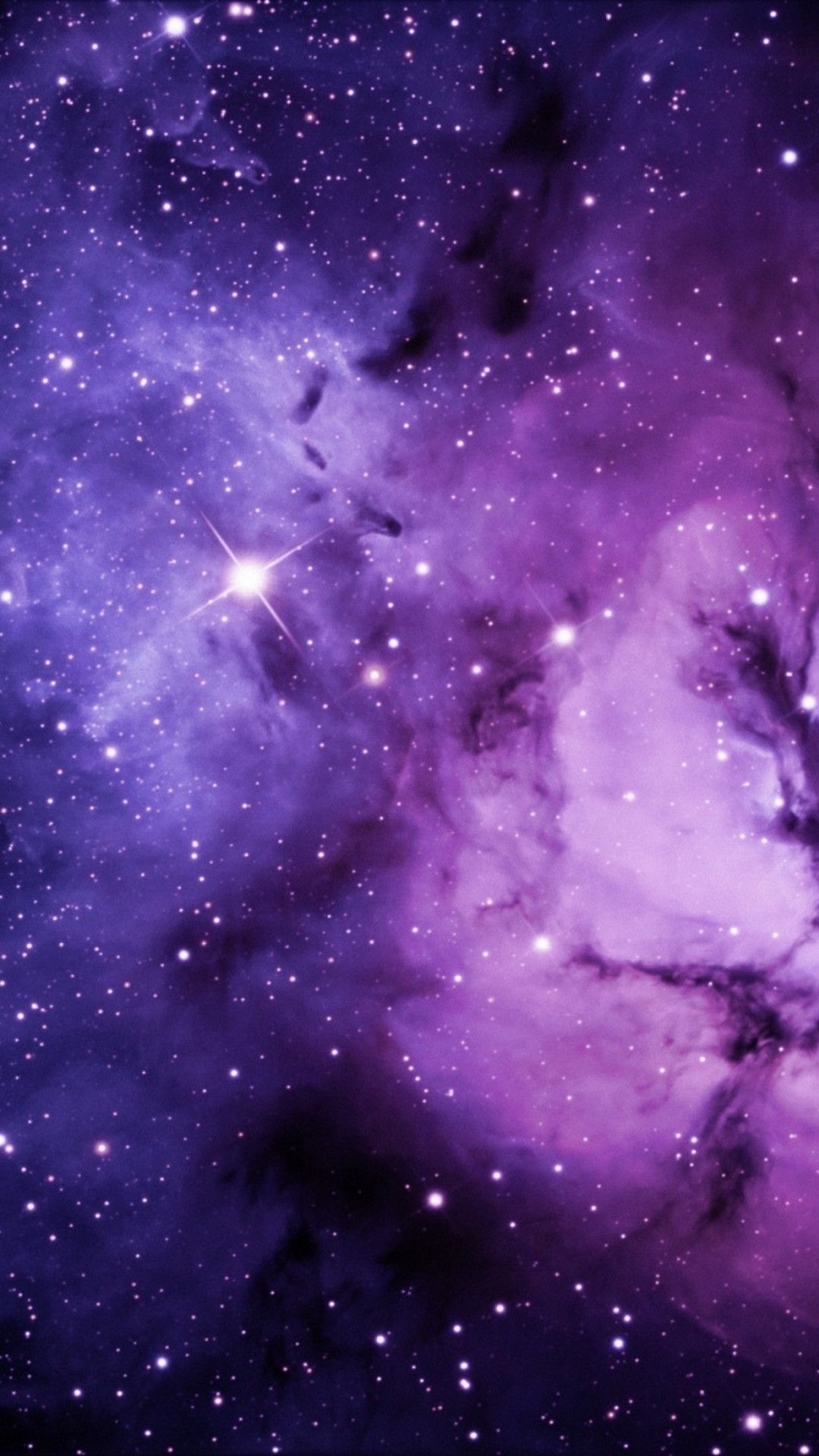 IPhone wallpaper of a purple nebula with stars. - Cute iPhone, purple quotes, purple, cute purple, galaxy