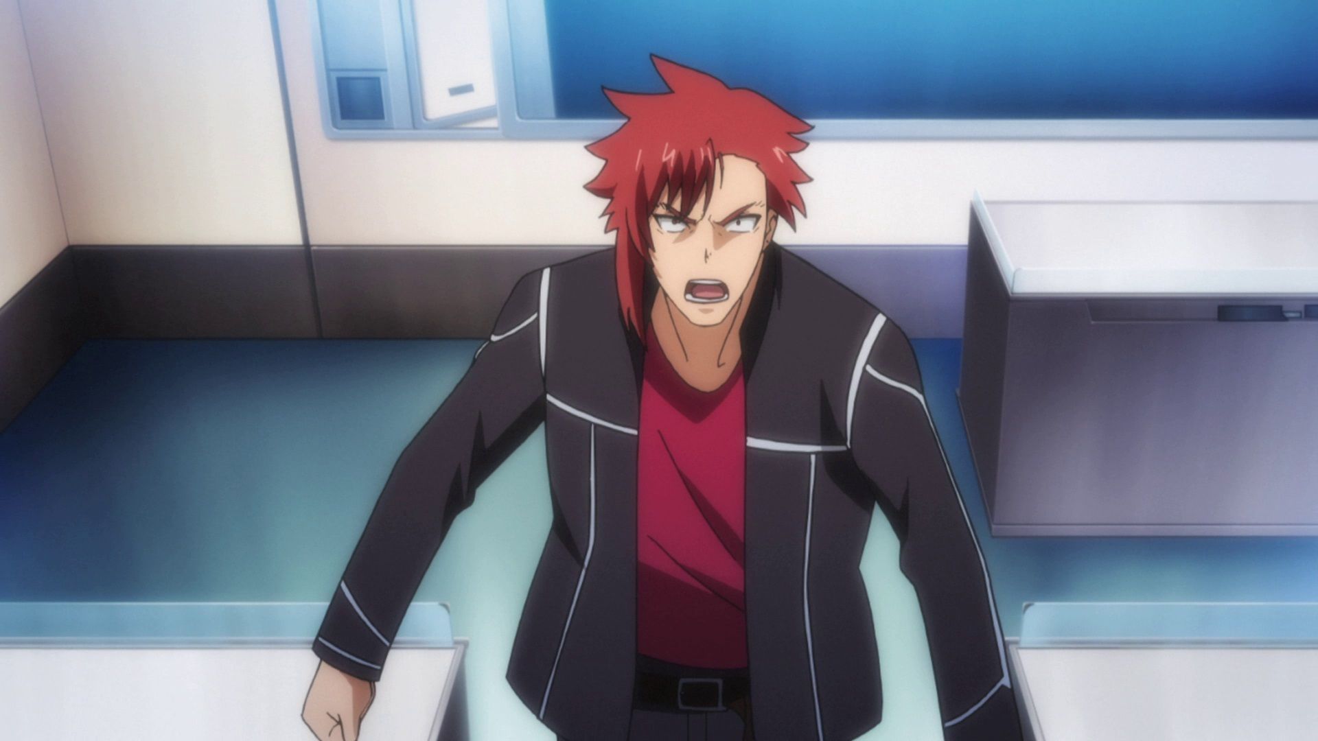 A red-haired man with a red shirt and black jacket, looking angry - Aesthetica of a Rogue Hero