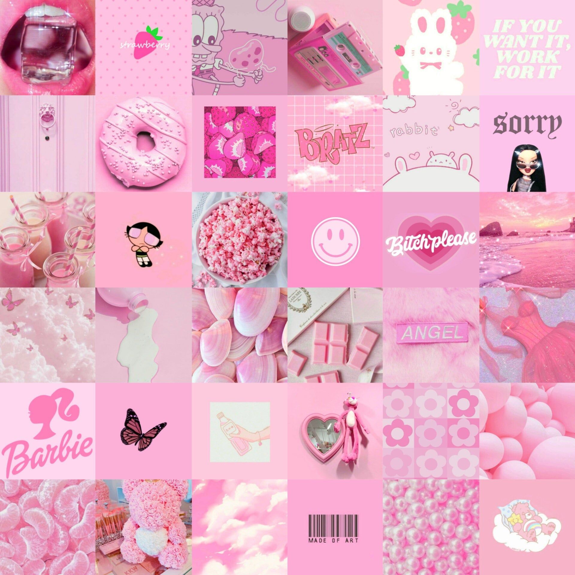 DIGITAL Pink Aesthetic Collage Kit Pink Photo Wallpaper