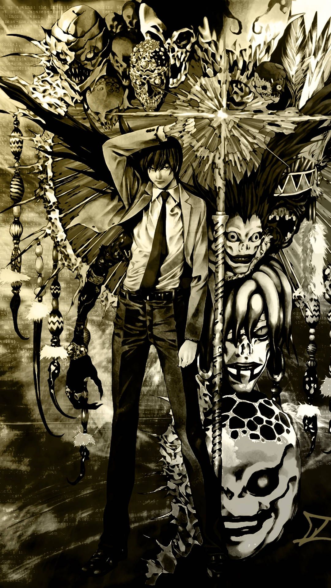 A man in suit with many different characters - Death Note