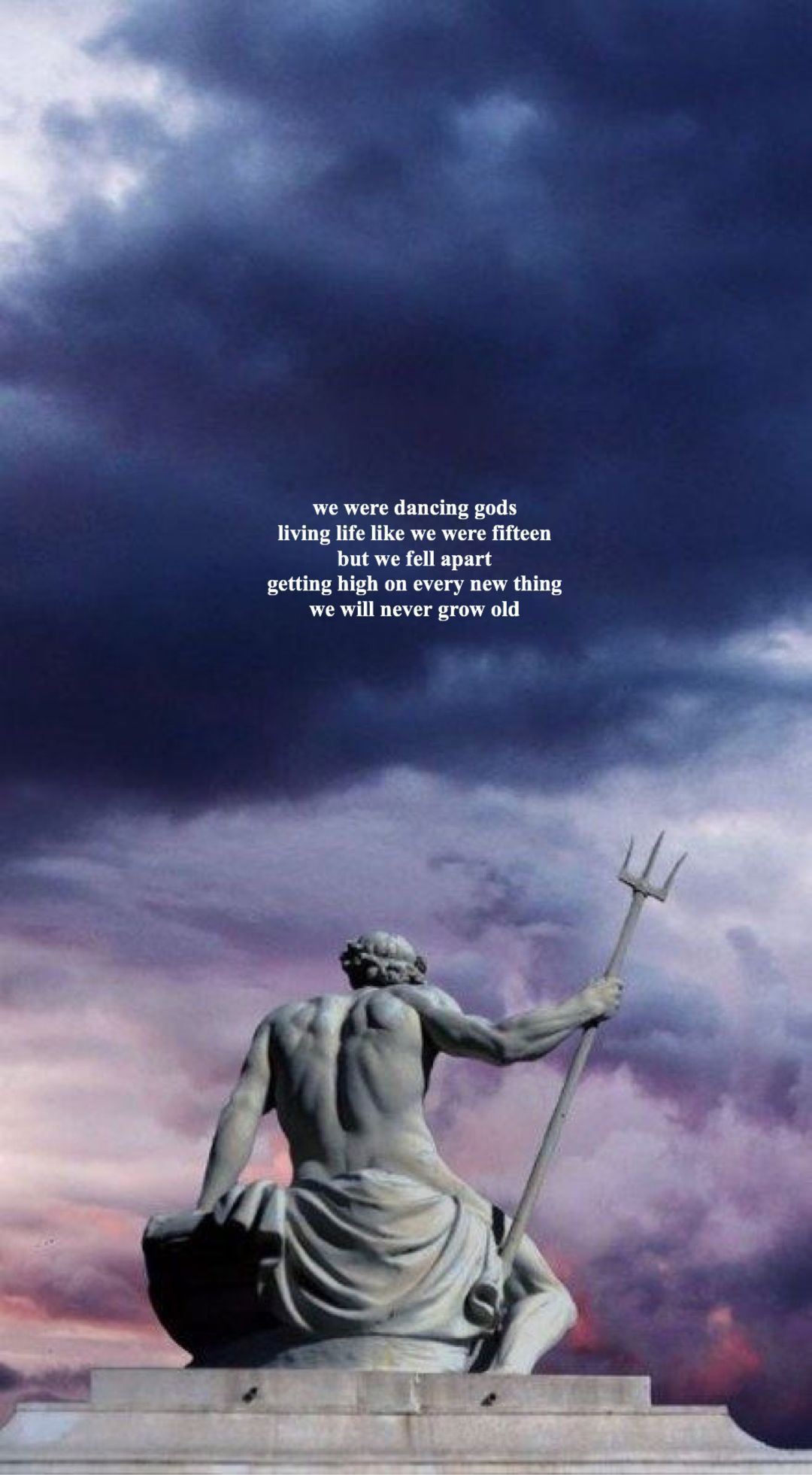 Poseidon statue with a quote on top of it - Greek mythology