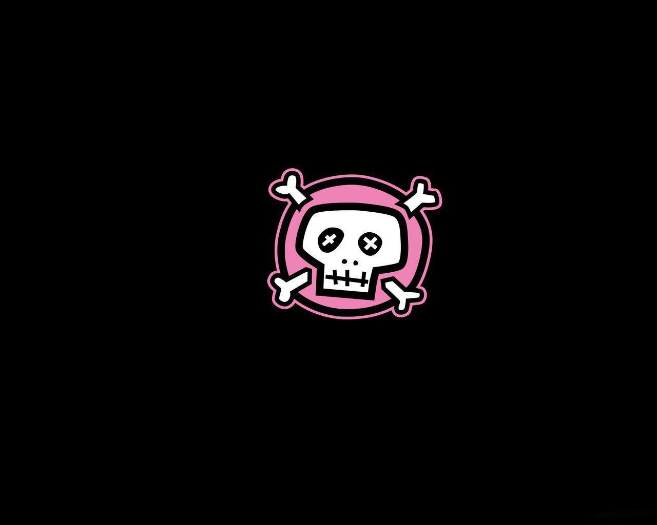 A pink skull with bones in the middle of it - Skull